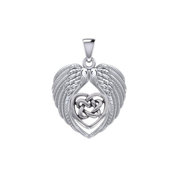 Feel the Tranquil in Angels Wings Silver Pendant with Celtic Heart TPD5458 - Jewelry